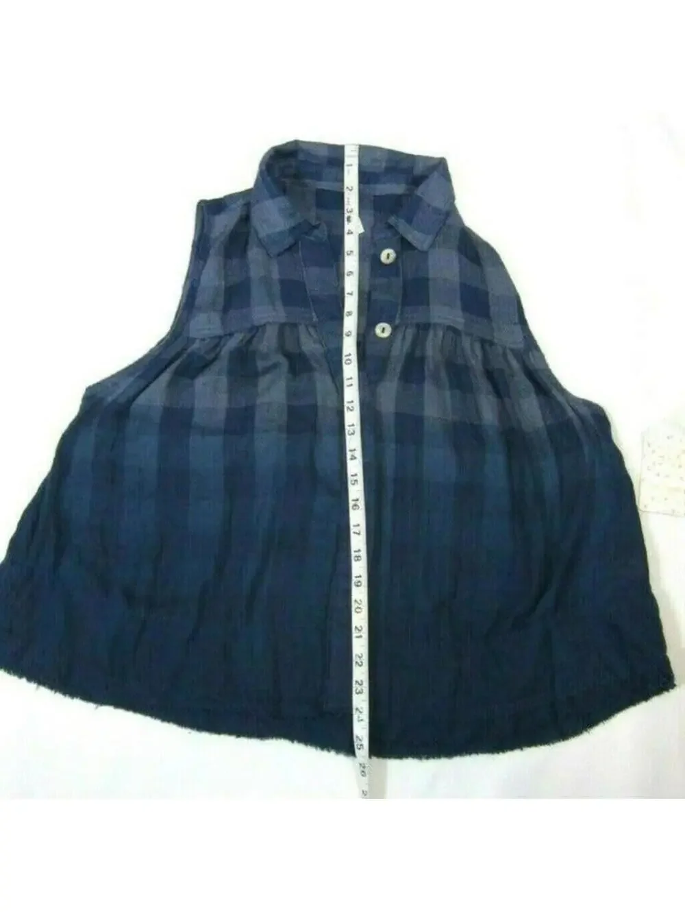 NWT Free People Blue Plaid Tank Top Small Ombre Gingham Sleeveless Button Blouse